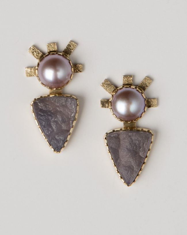 Earrings: Lavender Freshwater Pearls w/ Smithsonite