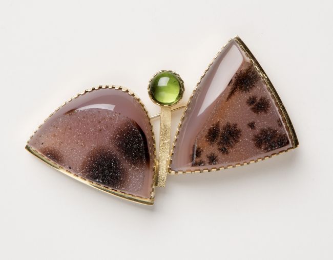 Pin: Druzy Montana Agate/Peridot Butterfly