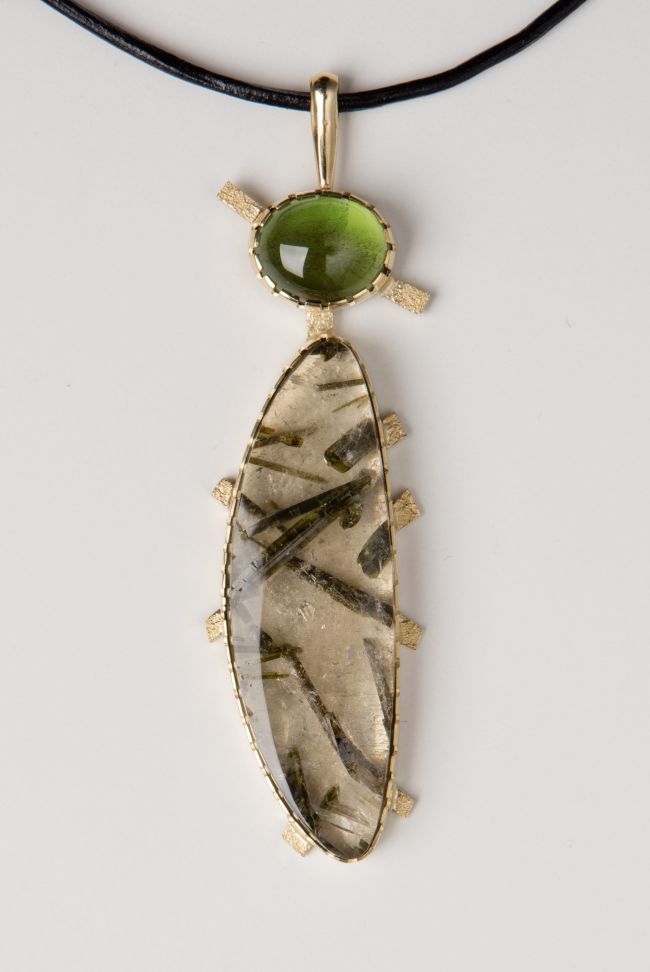 Pendant: Peridot & Brazilian Epidote in Quartz