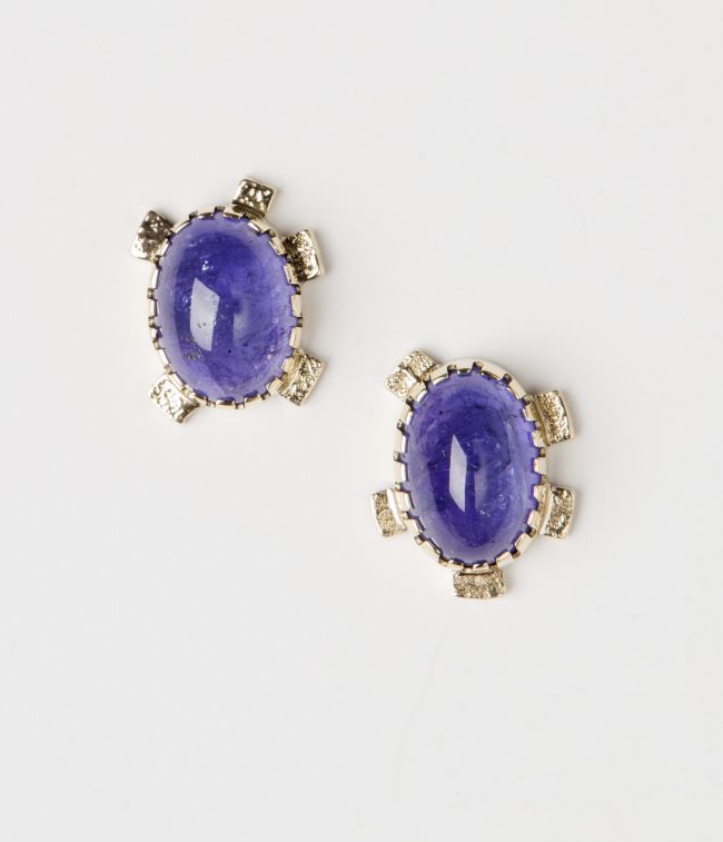 Earrings: Tanzanite w/ Tufa-cast